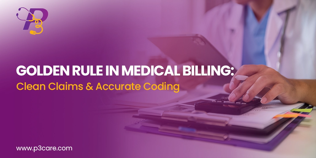 Golden rule in medical billing featuring clean claims and accurate coding services by P3Care.
